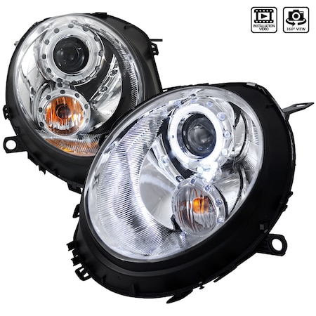 Spec-D Tuning 07-12 Mini Cooper Chrome Housing Projector Headlights 2LHP-MINI06-TM
